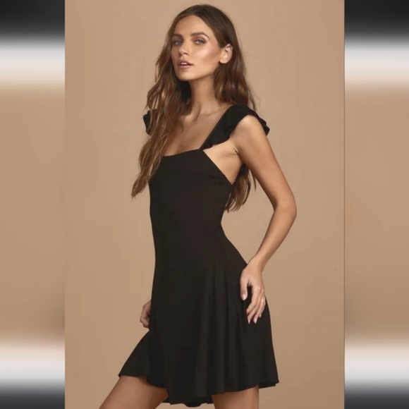 SOLD Lulus You Go Twirl Black Ruffled Skater Mini Dress LBD small USA made - Picture 4 of 12